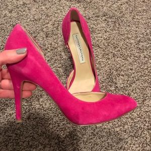 Chinese laundry hot pink suede heels